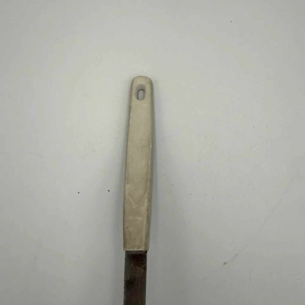 Vintage Household Japan Deluxe Spatula Heraldic Crest White Handle Stainless